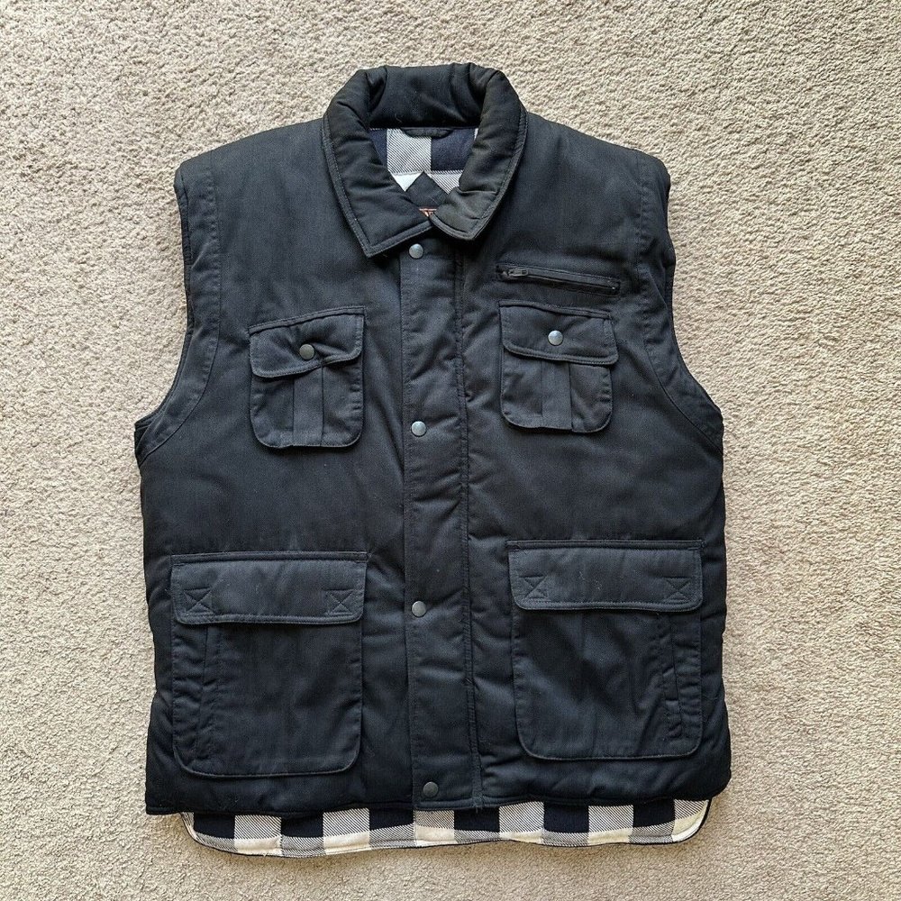 Branded Lion Vest Mens XL Vtg Full Zip Pockets Utility Polyester Fill Collared